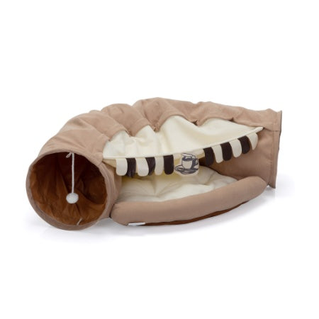 Collapsible Cat Tunnel Bed with Cushion & Hanging Toys – Washable, 41" Indoor Play Tunnel