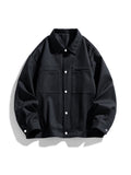 Men's Plus Size Snap-Down Jacket – 100% Cotton Oversized Fit