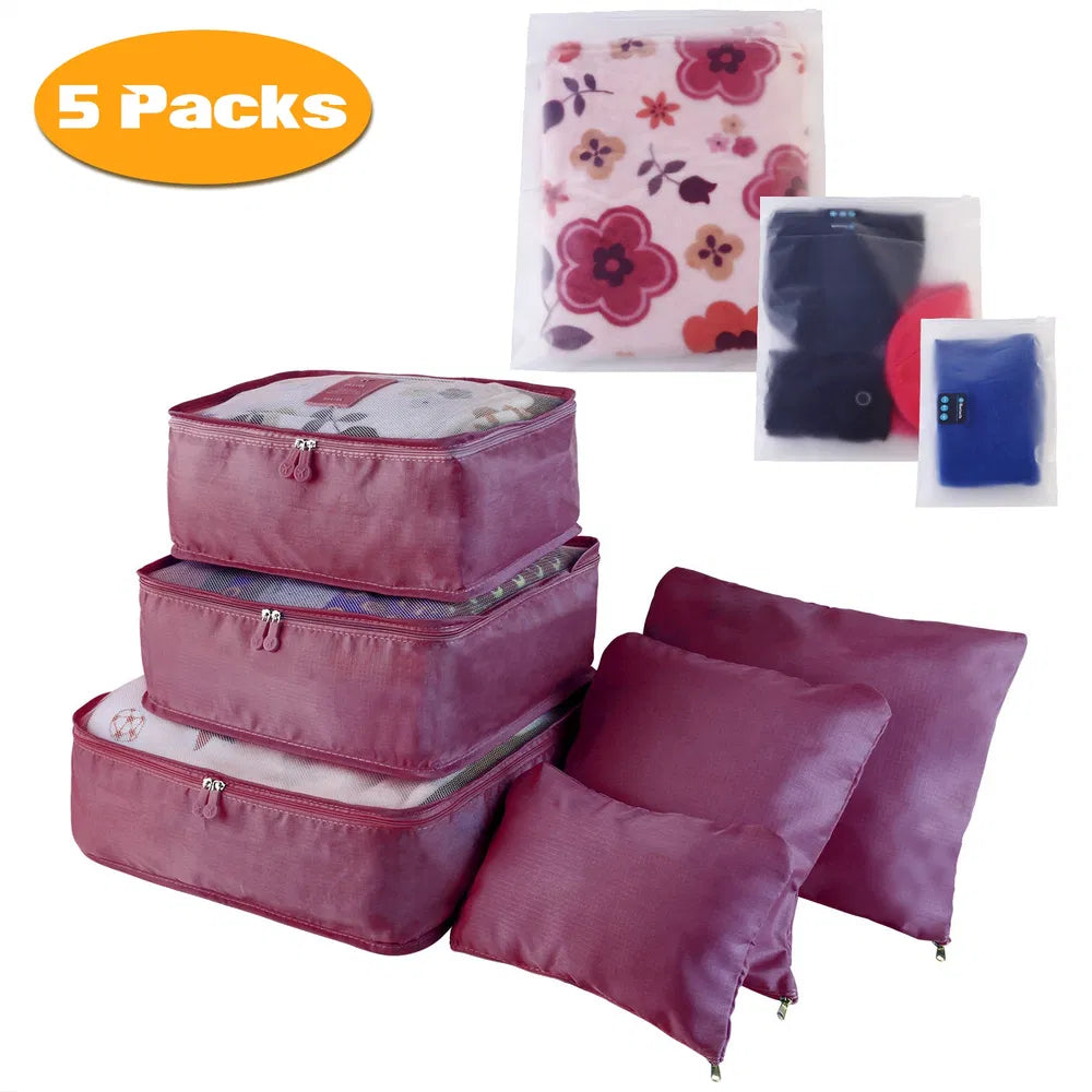 9-Piece Travel Packing Cube Set - Water-Resistant Luggage Organizer with Storage Bags