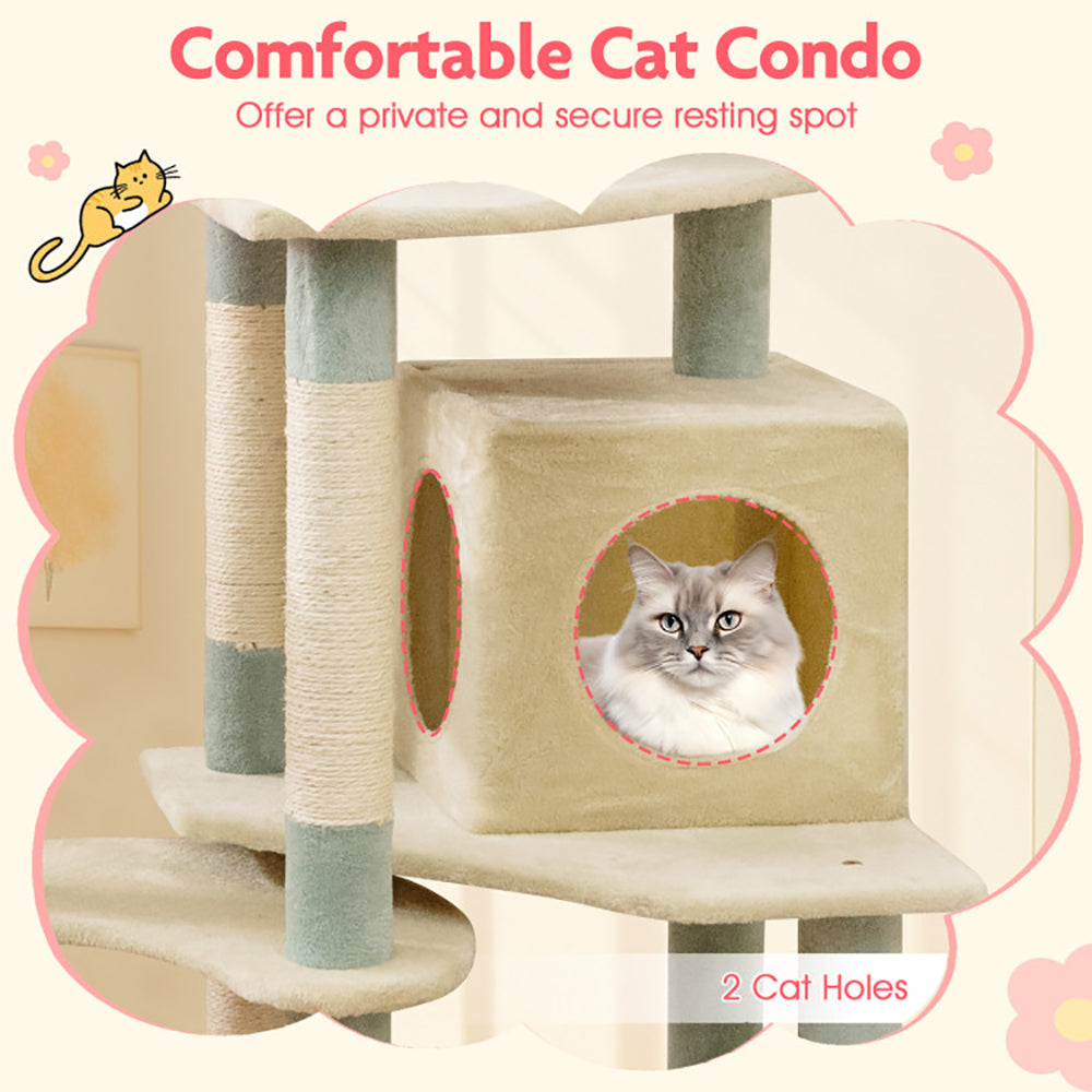 61" Luxury Cat Tree Tower | Multi-Level Flower Design, Plush Perches & Sisal Scratching Posts