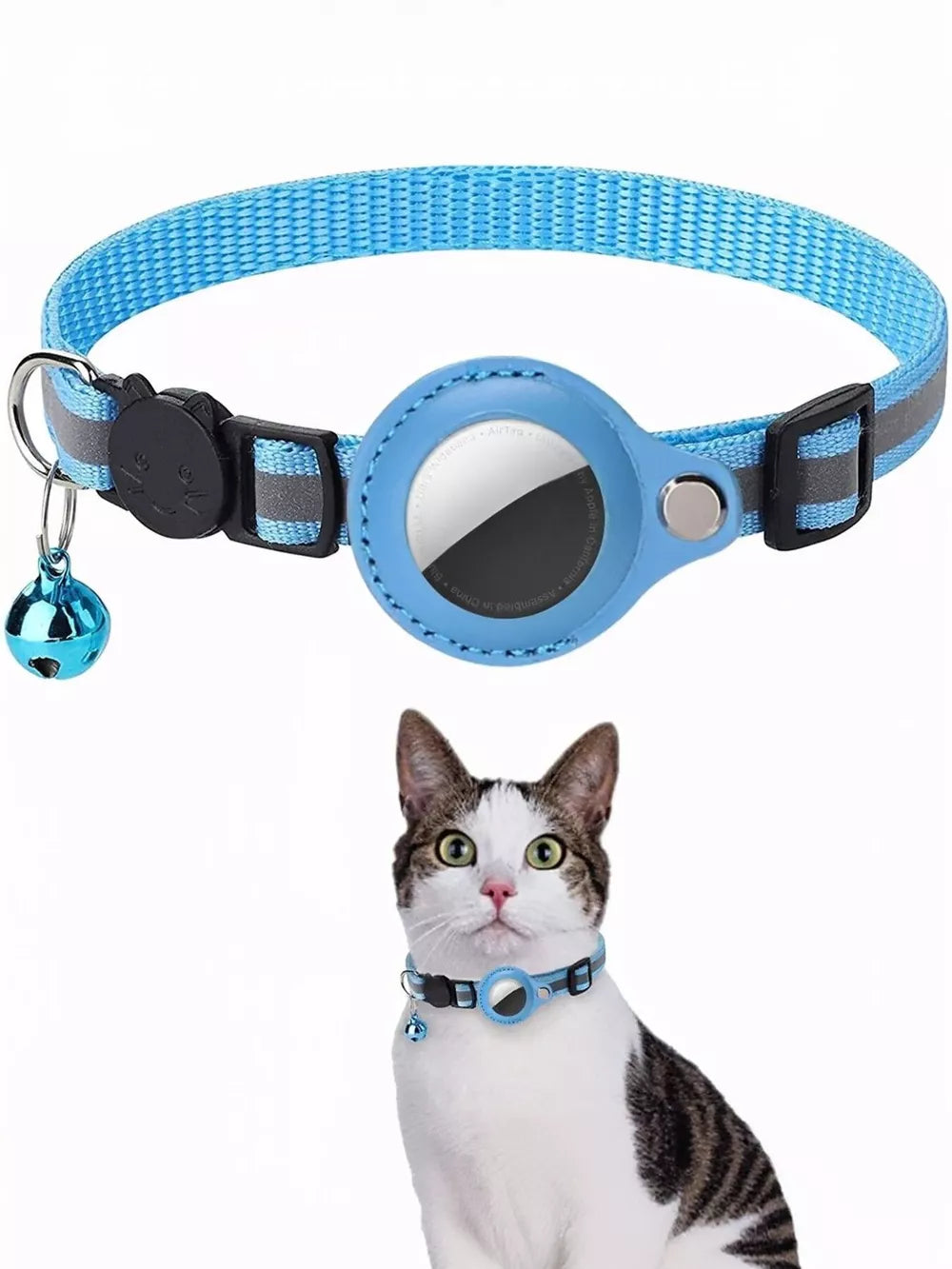 AirTag Reflective Pet Collar with Bell – Anti-Lost Locator for All Devices