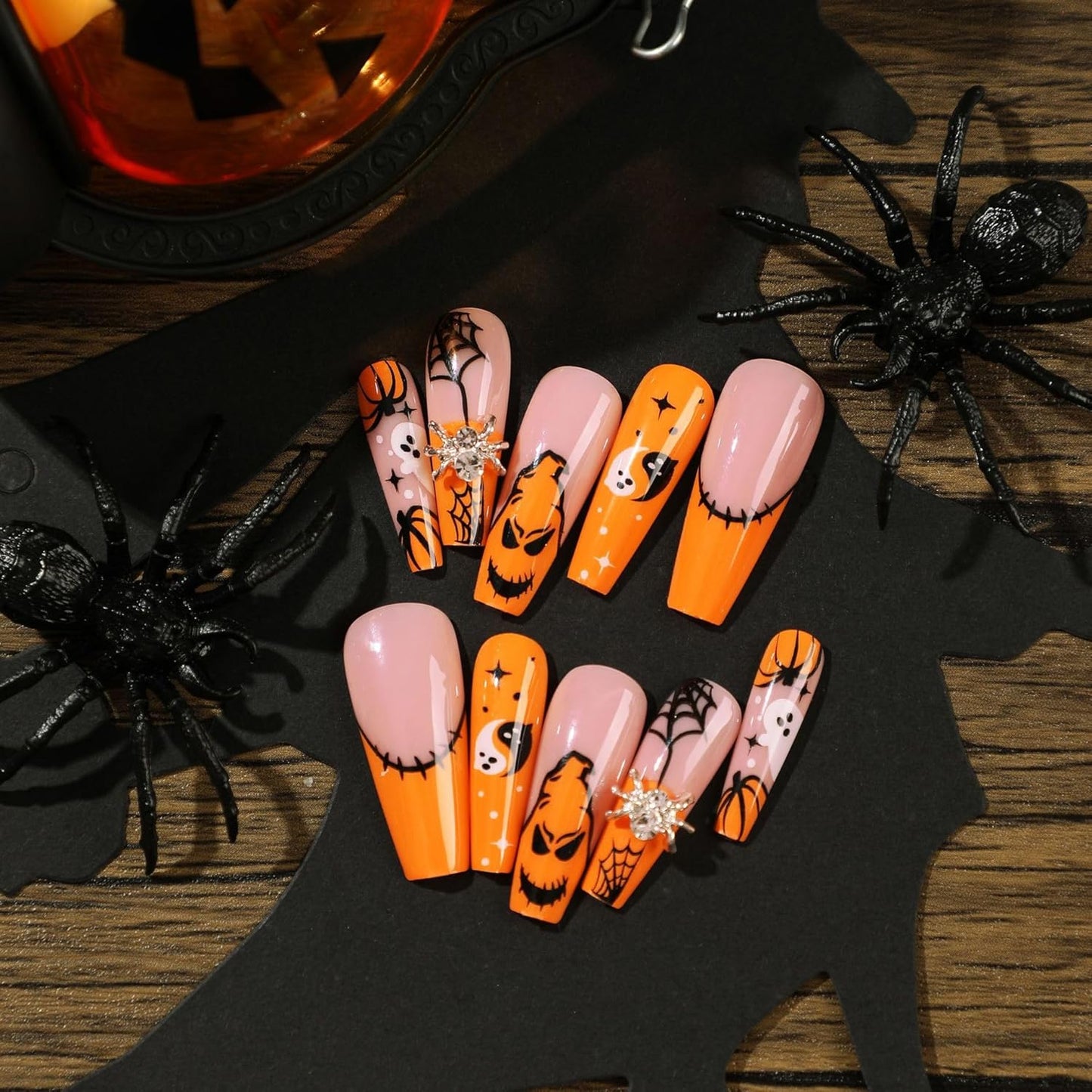 Halloween Press-On Nails | 24-Piece Almond Nail Set with Adhesive