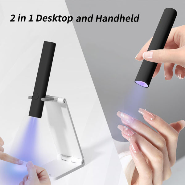 Mini UV LED Nail Lamp | Portable Rechargeable Gel Polish Dryer with Foldable Stand