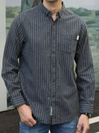 Men's Plus Size Pinstripe Button-Down Shirt – Stretch Big & Tall Top