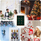 Christmas Balls Christmas Tree Decor 12 Pack Luxurious Green Flocked Christmas Ornaments Ball Bauble for Christmas Theme Party