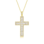 Moissanite Cross Pendant Necklace | S925 Sterling Silver Platinum Plated