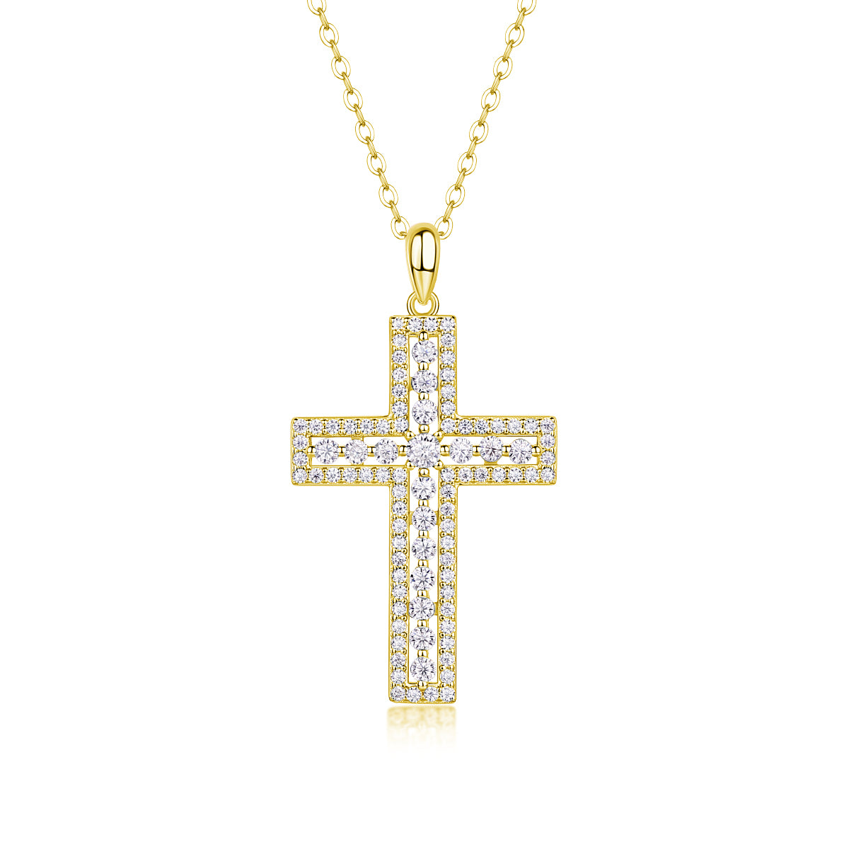 Moissanite Cross Pendant Necklace | S925 Sterling Silver Platinum Plated