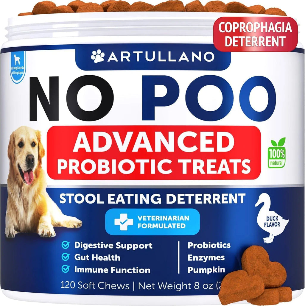 Dog Stool Eating Deterrent Chews - Coprophagia Prevention with Probiotics & Enzymes