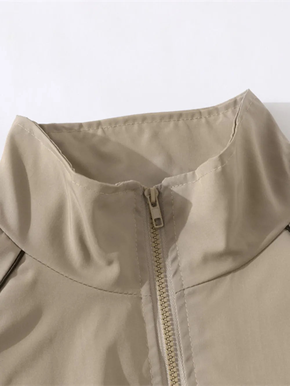 Men's Zip-Up Cotton Blend Jacket – 80% Polyester, 20% Cotton, Full Zip & Long Sleeve