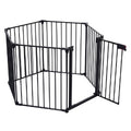 150" Adjustable Safety Gate – 6-Panel Metal Baby & Pet Fence with Walk-Through Door