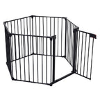 150" Adjustable Safety Gate – 6-Panel Metal Baby & Pet Fence with Walk-Through Door