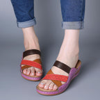 Women's Crisscross Casual Wedge Sandals – Low Heel PU Leather