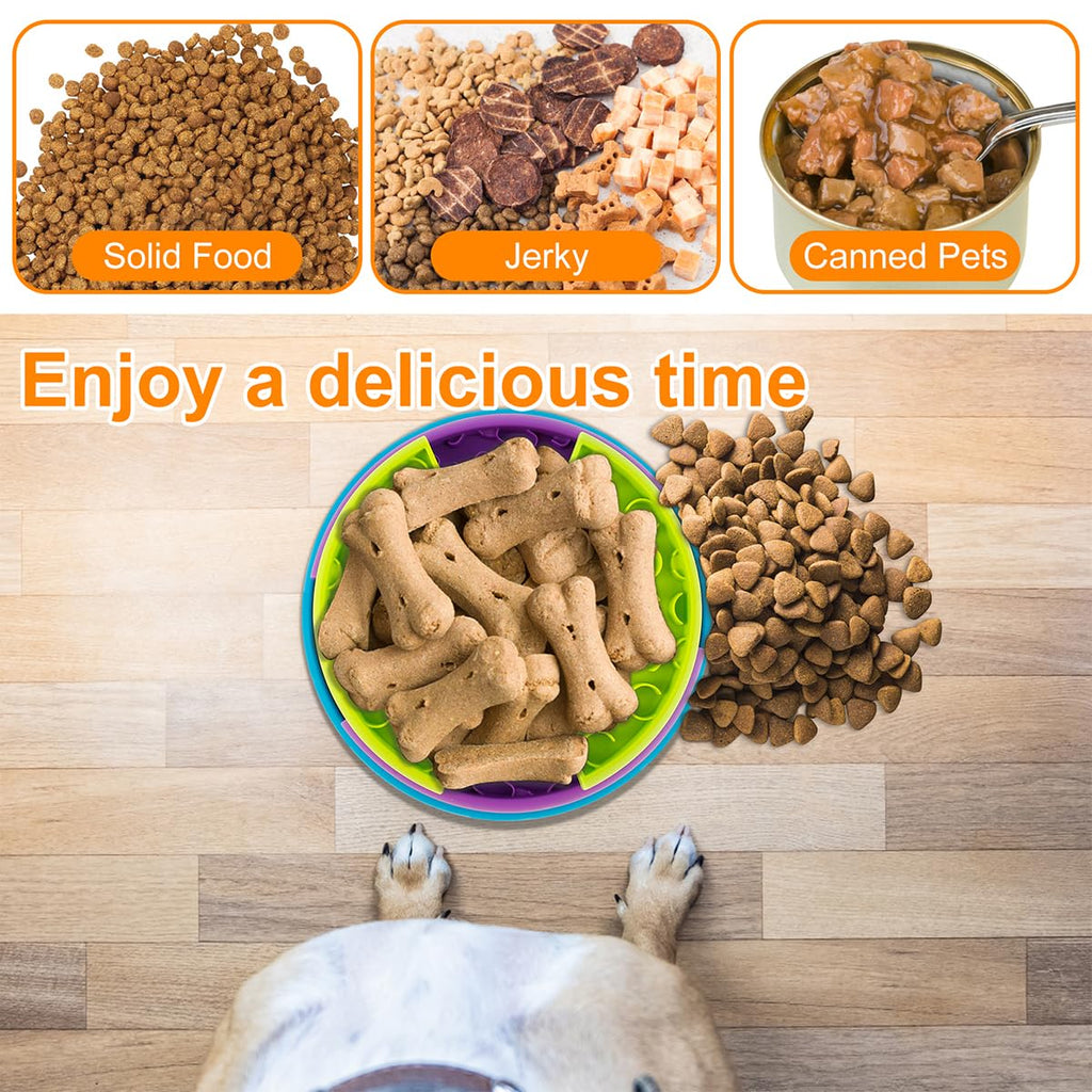3-in-1 Slow Feeder Dog Bowl - Anti-Choke Puzzle Feeder with Lick Mat for Medium & Large Dogs