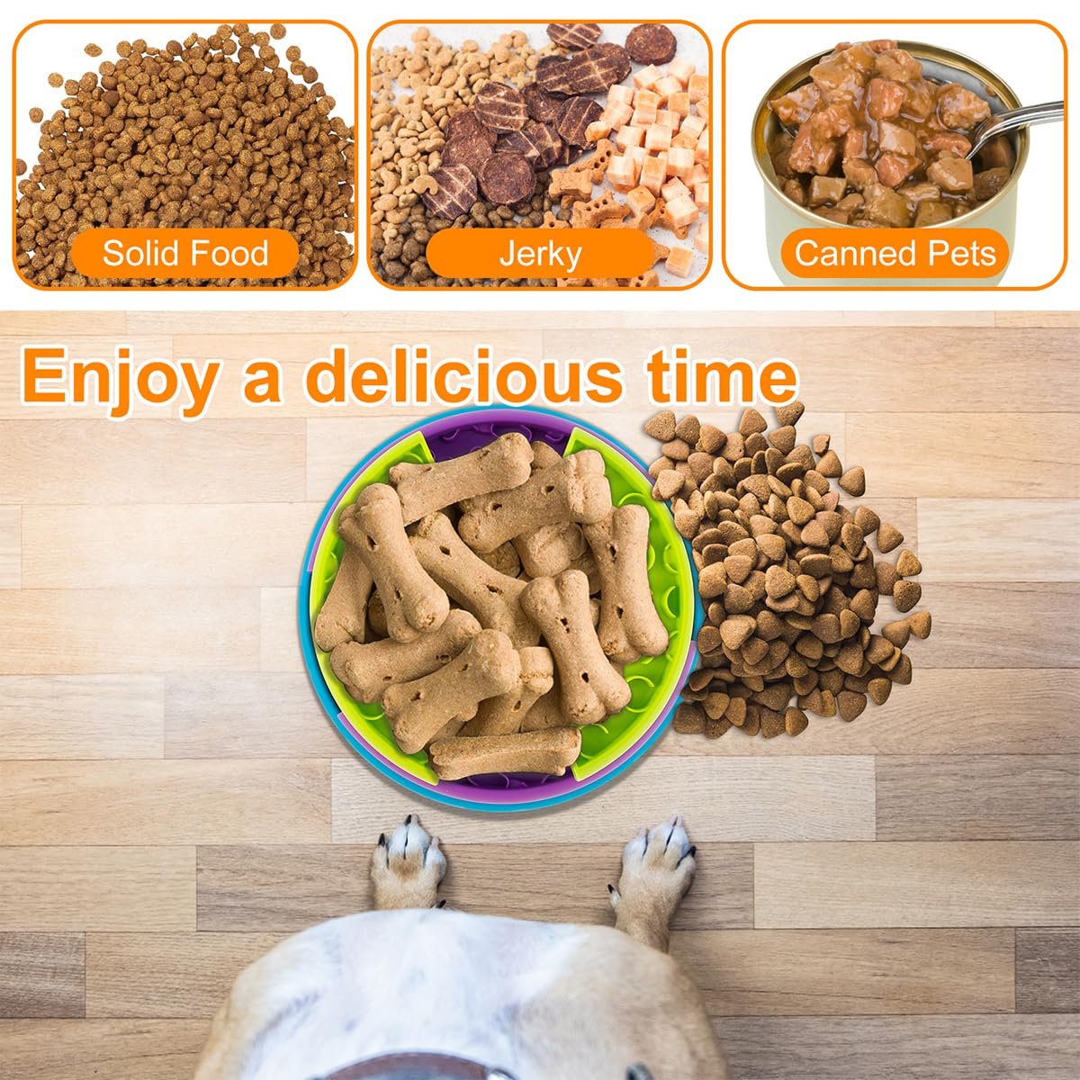 3-in-1 Slow Feeder Dog Bowl - Anti-Choke Puzzle Feeder with Lick Mat for Medium & Large Dogs