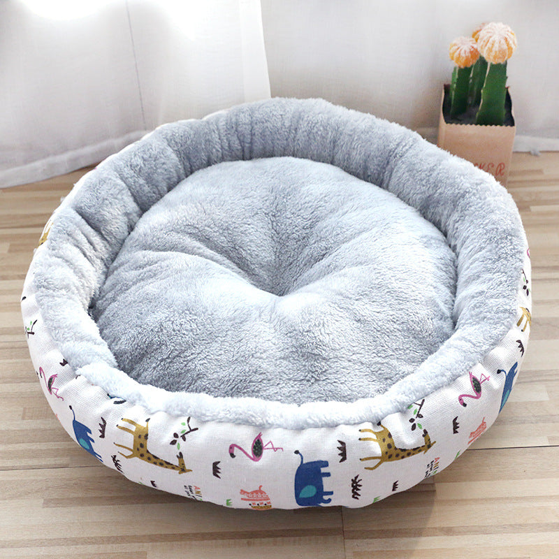 Calming Round Pet Bed – Plush Cotton Cushion for Dogs & Cats | S, M, L