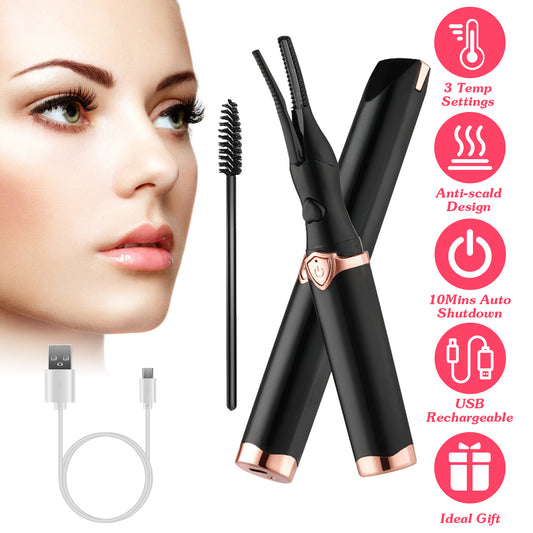 Heated Eyelash Curler – USB Rechargeable Electric Lash Curler | 3 Temperature Settings