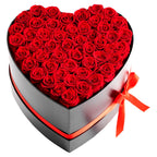 50 Preserved Roses in Heart-Shaped Box – Forever Flowers, Lasts Up to 3 Years