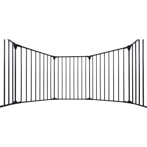 150" Adjustable Safety Gate – 6-Panel Metal Baby & Pet Fence with Walk-Through Door