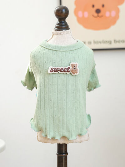 Sweet Bear Patch Ribbed Pet Top – Bow & Frill Dog Shirt