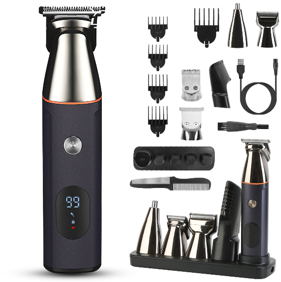 5-in-1 Beard Trimmer Kit for Men – IPX5 Waterproof, 90-Min Battery & 5 Precision Heads