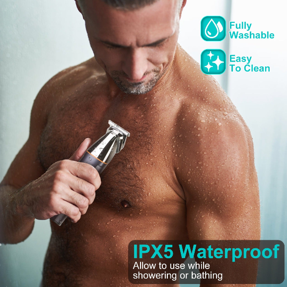 5-in-1 Beard Trimmer Kit for Men – IPX5 Waterproof, 90-Min Battery & 5 Precision Heads