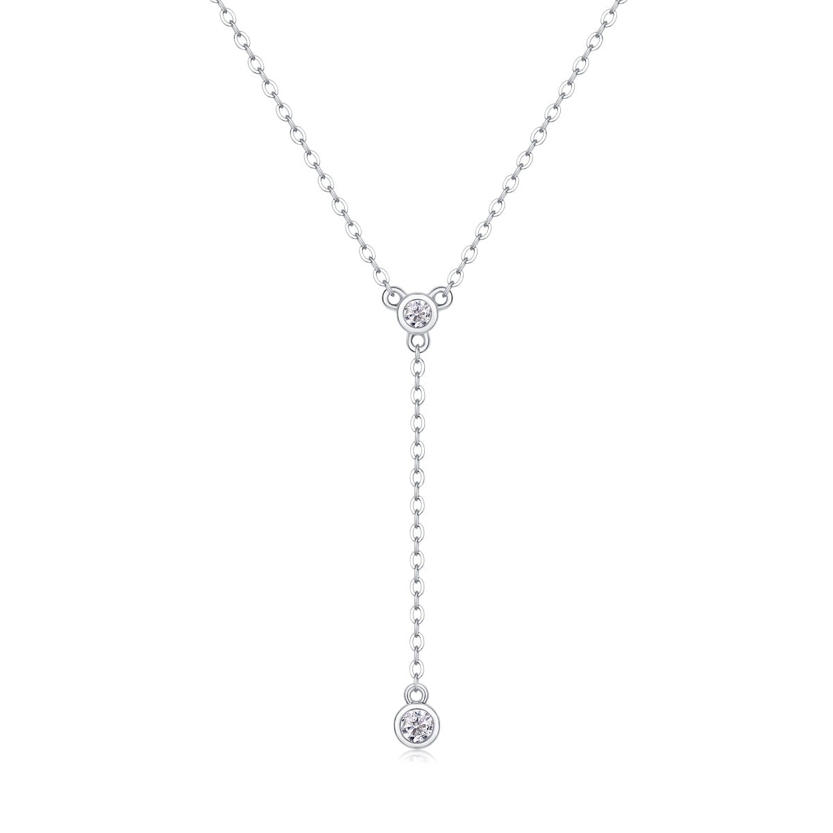 Moissanite Tassel Pendant Necklace Set | S925 Sterling Silver & Platinum Plated