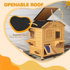 Outdoor Cat House - 2-Story Weatherproof Wooden Shelter with Escape Door & Asphalt Roof