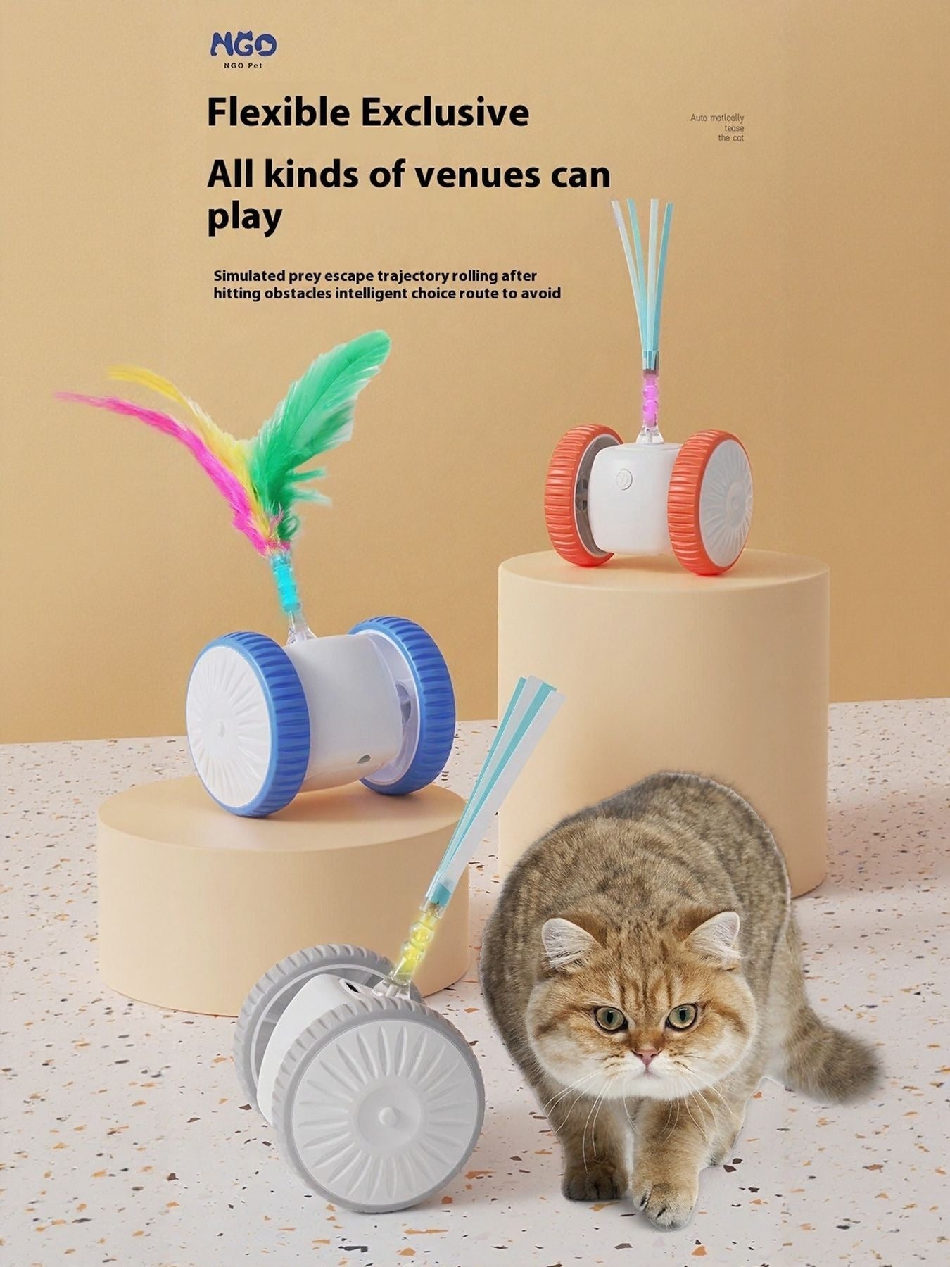 Interactive Self-Rotating Feather Pet Chase Toy | Electric Cat & Dog Toy