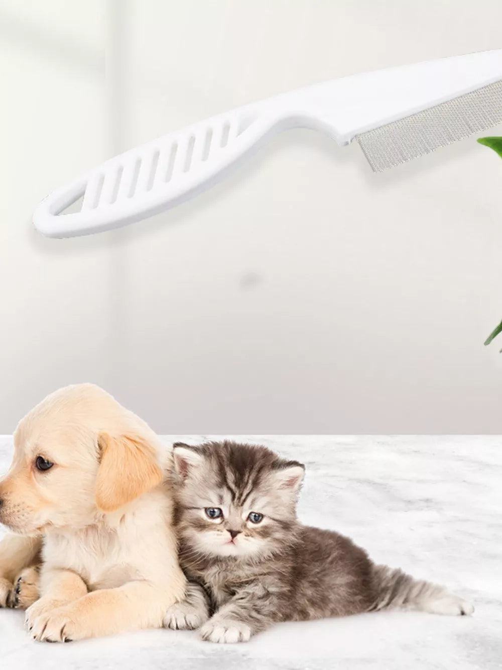 Fine Tooth Pet Hair Remover Comb | Flea & Tangle Detangling Comb for Dogs & Cats