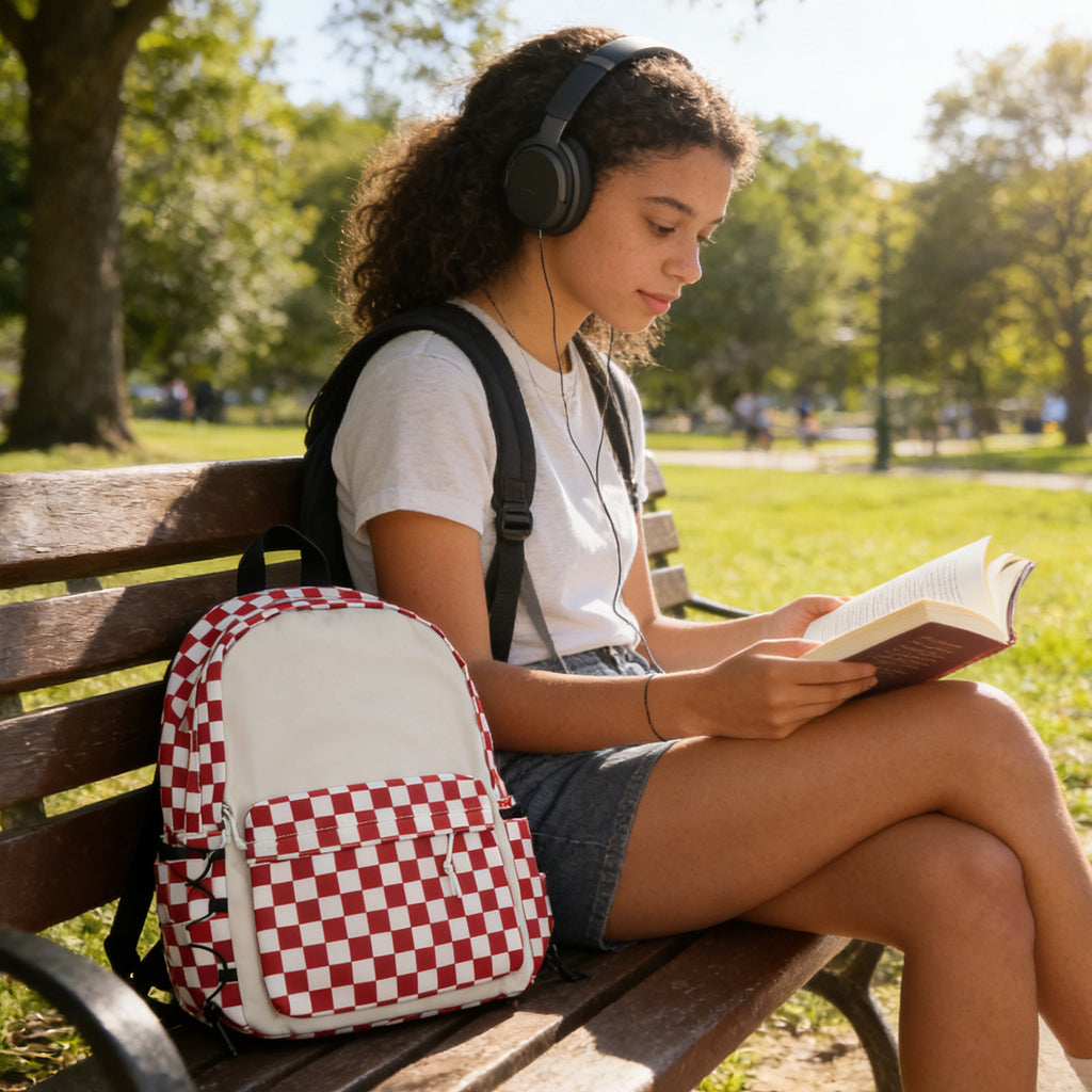 Classic Plaid Backpack - Durable School & Travel Daypack with Laptop Compartment