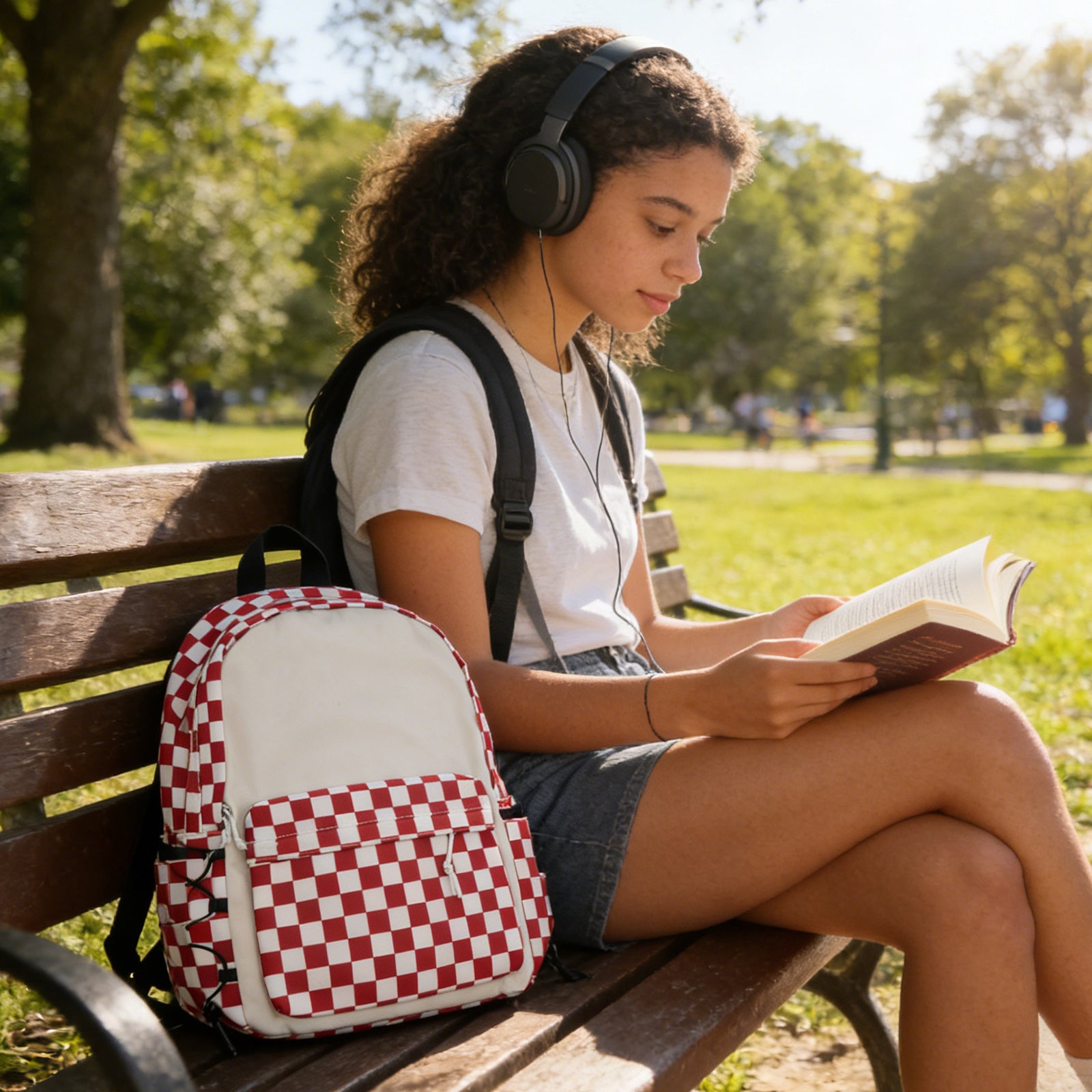 Classic Plaid Backpack - Durable School & Travel Daypack with Laptop Compartment