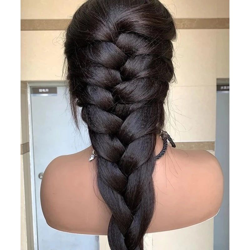 Long Straight Black Wig with Bangs - Heat Resistant Fiber