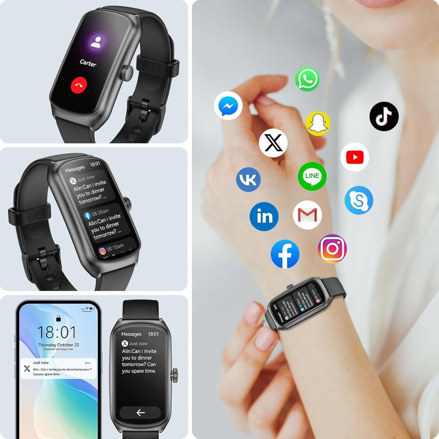 AMOLED Fitness Smartwatch - Heart Rate Monitor, Sleep Tracker, 100+ Sports Modes, IP68 Waterproof