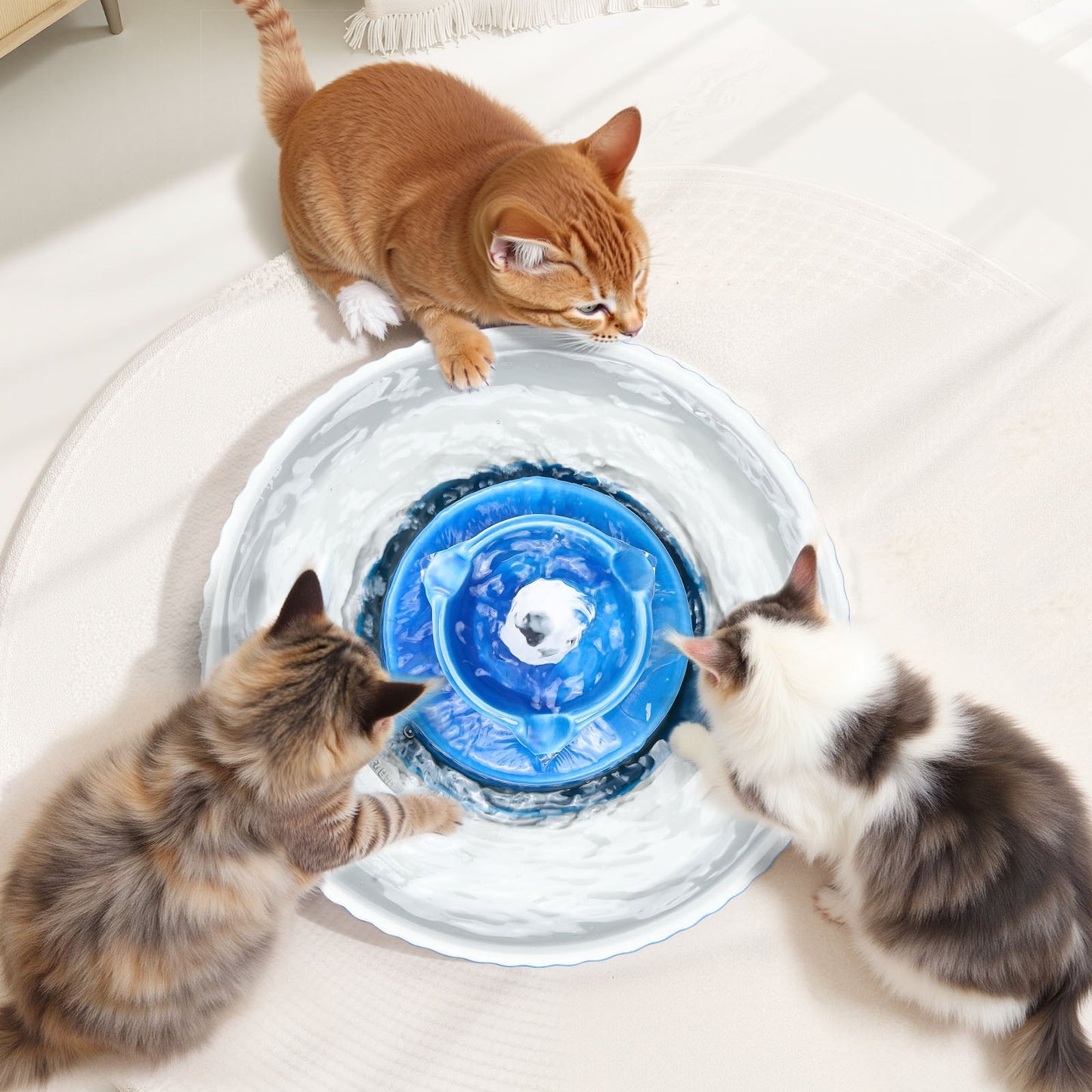 Ceramic Pet Water Fountain 2.1L – Quiet Automatic Cat & Dog Water Dispenser