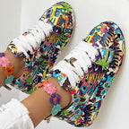 Women's Printed Lace-Up Platform Sneakers | Thick Cushioned Sole, US 6–9.5
