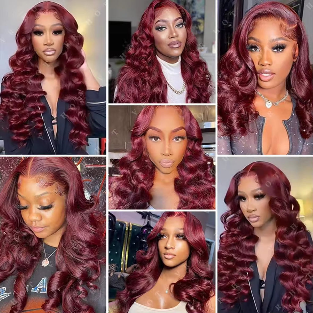 Wine Red 13x4 HD Lace Front Wig | Brazilian Body Wave Human Hair | 150% Density