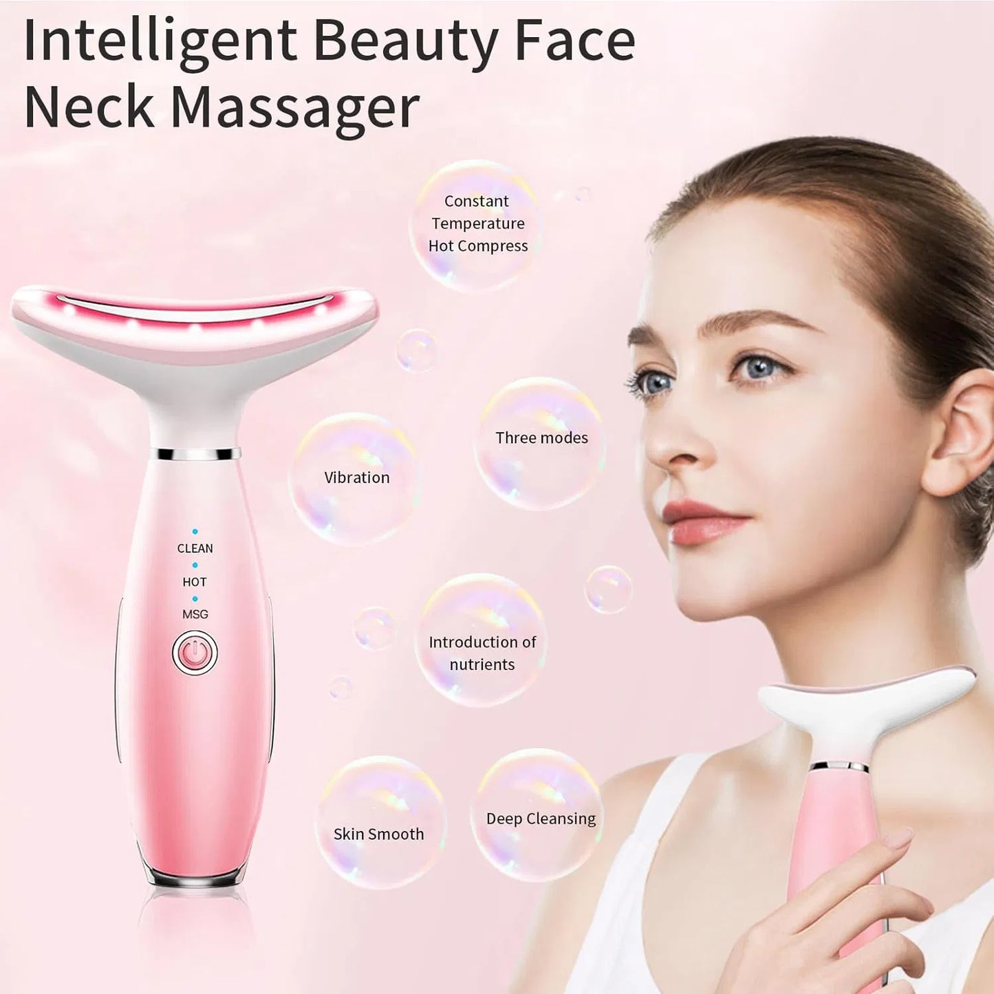 3-in-1 Heated Facial Massager with Vibration - Rechargeable Face Sculpting Tool for Skin Care
