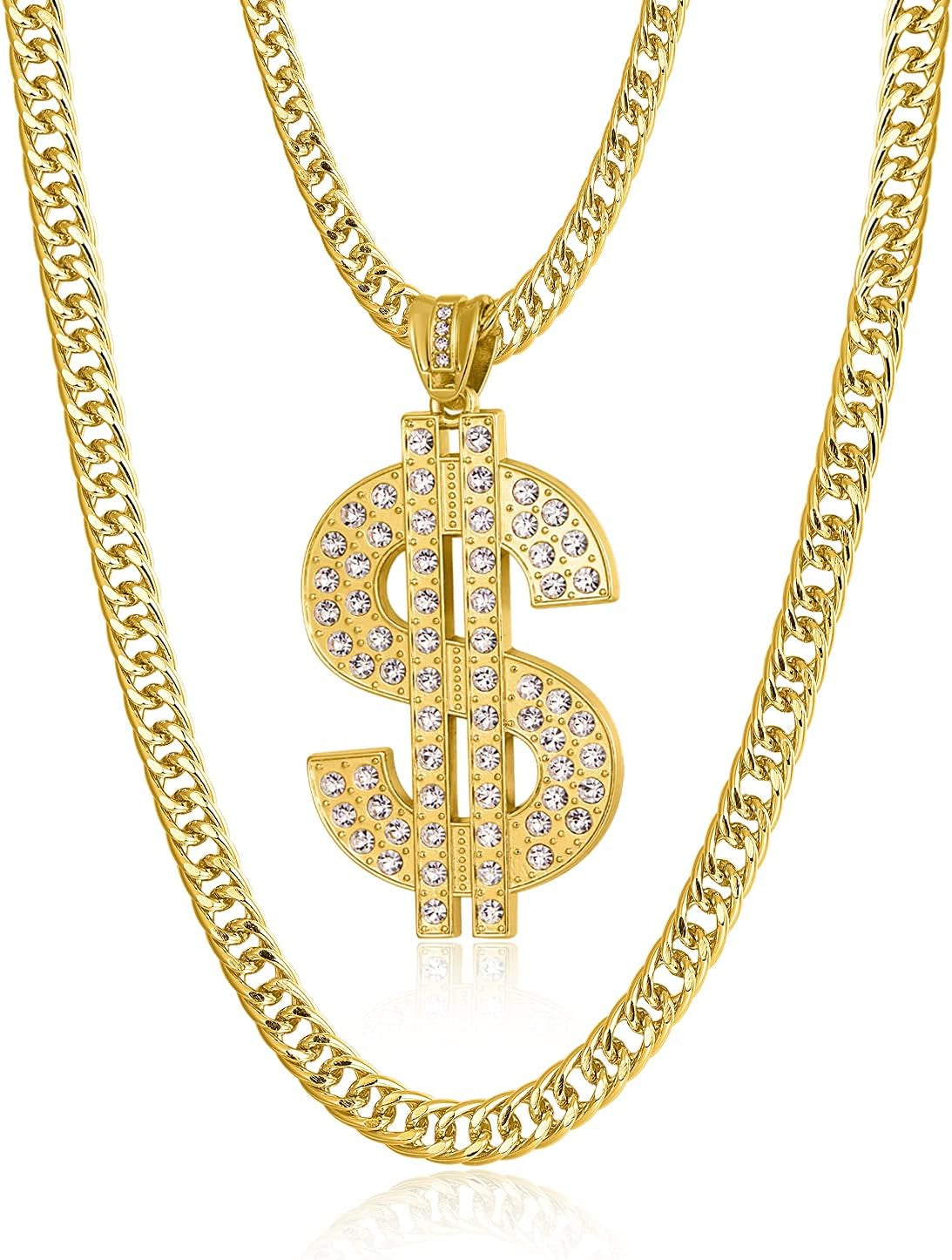 Gold Chain for Men with Dollar Sign Pendant Necklace