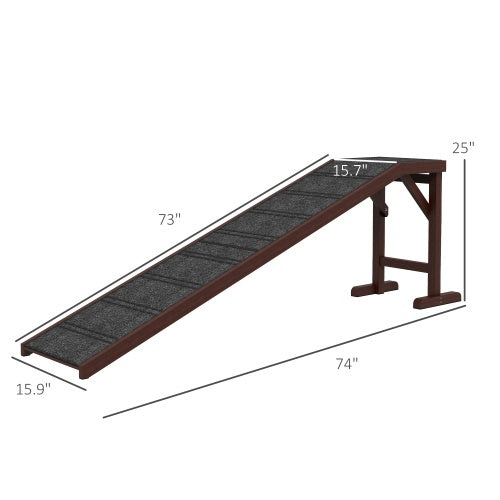 PawHut 74" Extra Long Dog Ramp for High Beds | Non-Slip, 120 lb Capacity, Flat Top Platform