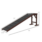 PawHut 74" Extra Long Dog Ramp for High Beds | Non-Slip, 120 lb Capacity, Flat Top Platform