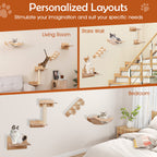 4-Piece Wall-Mounted Cat Tree with Hammock - Space-Saving Climbing Furniture for Indoor Cats