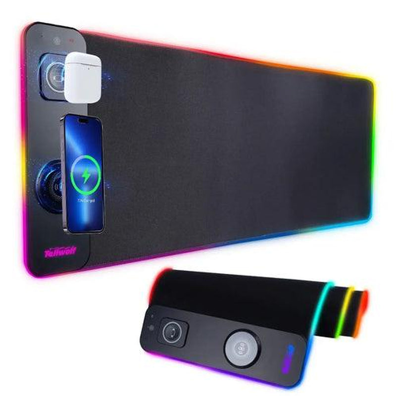 3-In-1 Magnetic Wireless Charging RGB Gaming Mouse Pad Oversized Customized with 11 Static Colors & Polar Light Effect Mode