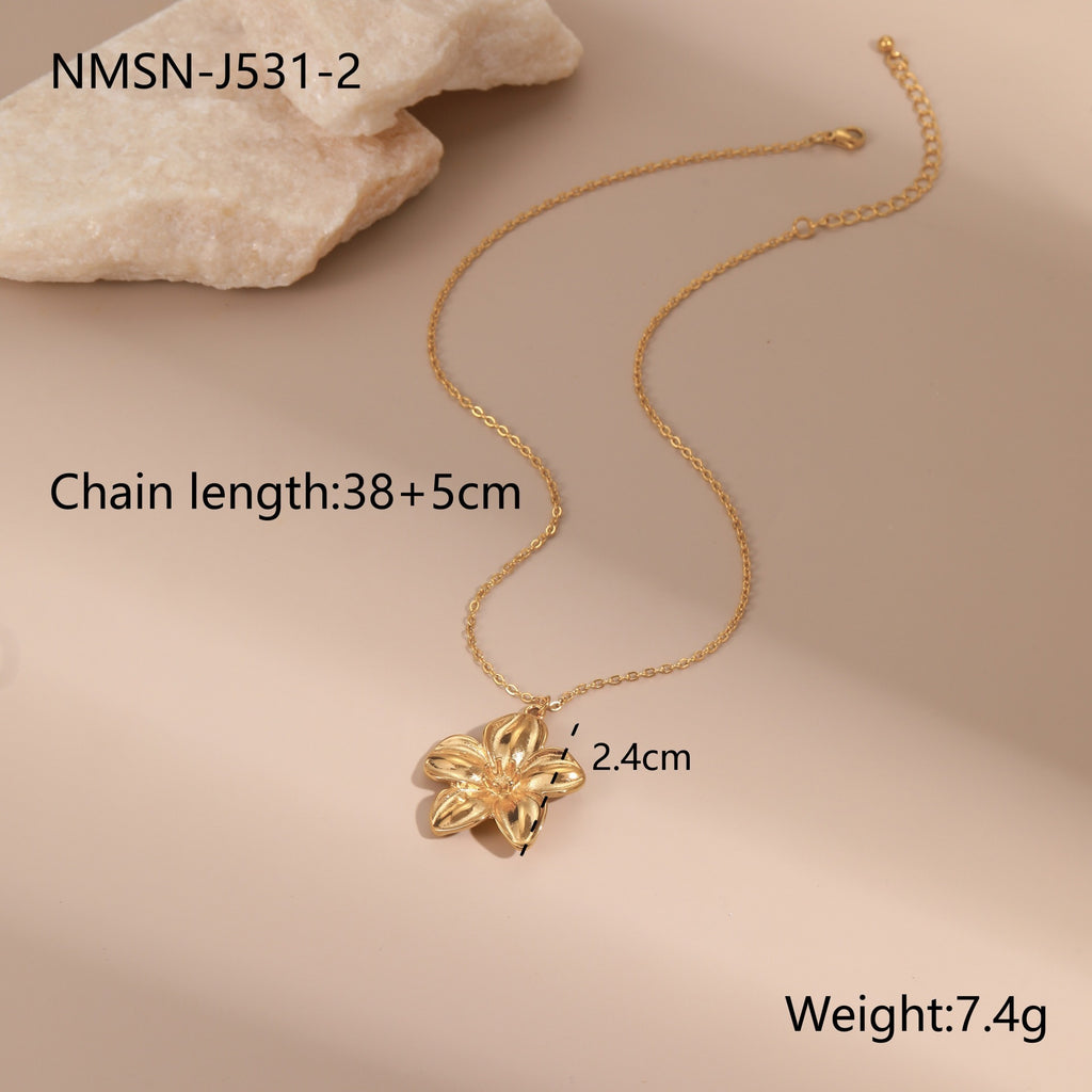18K Gold Plated Flower Jewelry Set | Necklace, Earrings & Ring for Women