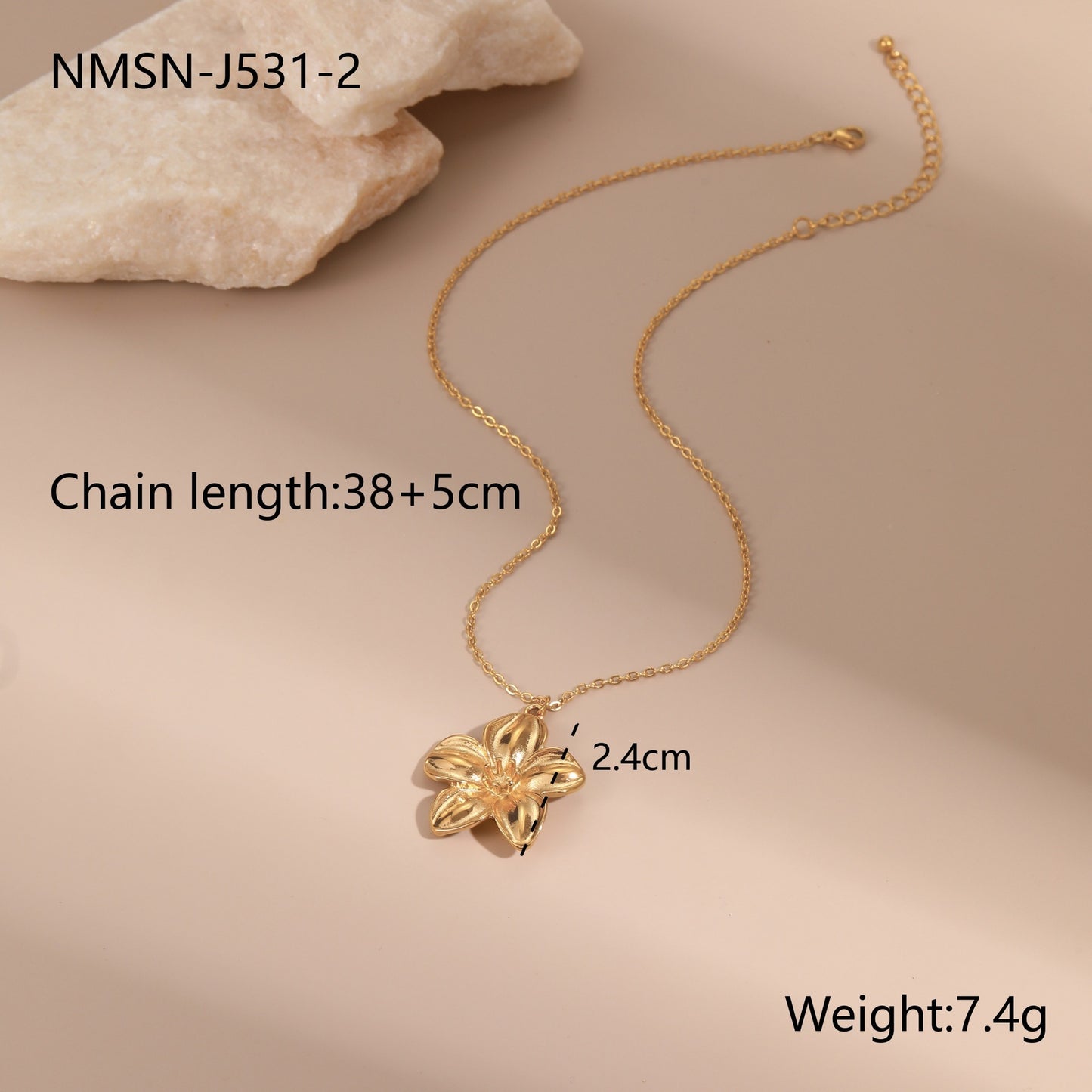 18K Gold Plated Flower Jewelry Set | Necklace, Earrings & Ring for Women
