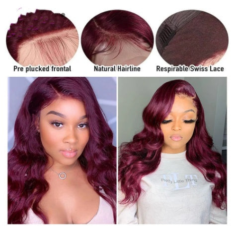 Wine Red Mid-Length Curly Wig - Heat Resistant Burgundy
