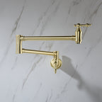 Brushed Gold Pot Filler Faucet – Wall Mount | 21" Reach | Dual Handles | Solid Brass