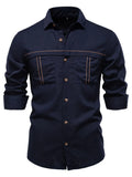 Men's Collared Button-Down Shirt – Viscose Linen Blend Breathable Top