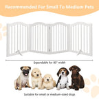 Freestanding Pet Gate for Dogs | 4-Panel Wooden Safety Fence | 27.6" Tall x 80" Wide