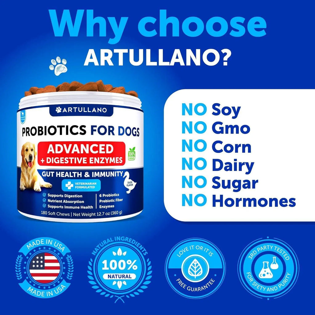 Dog Probiotics Chews - 180 Count Digestive & Immune Support for Gut Health, Itchy Skin & Allergies