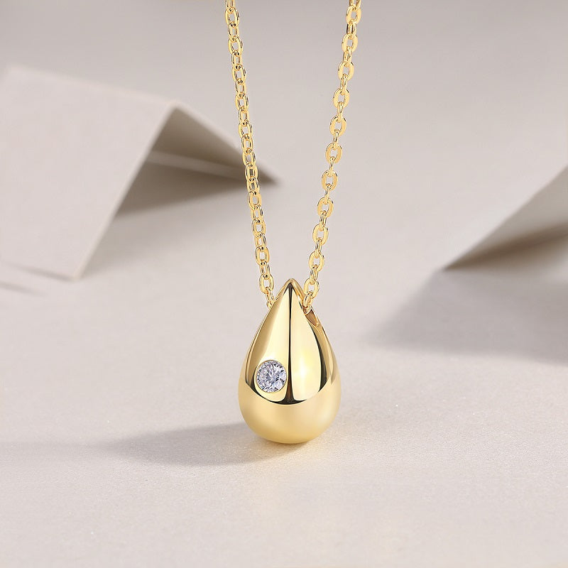 Moissanite Water Drop Necklace | 0.1ct Diamond Alternative | S925 Sterling Silver Pendant
